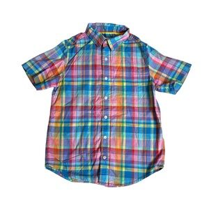 Cat & Jack Short Sleeve Button Down Boys Shirt L(10/12)